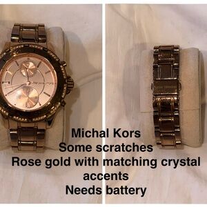 Michael Kors Rose Gold Watch with Crystal Details